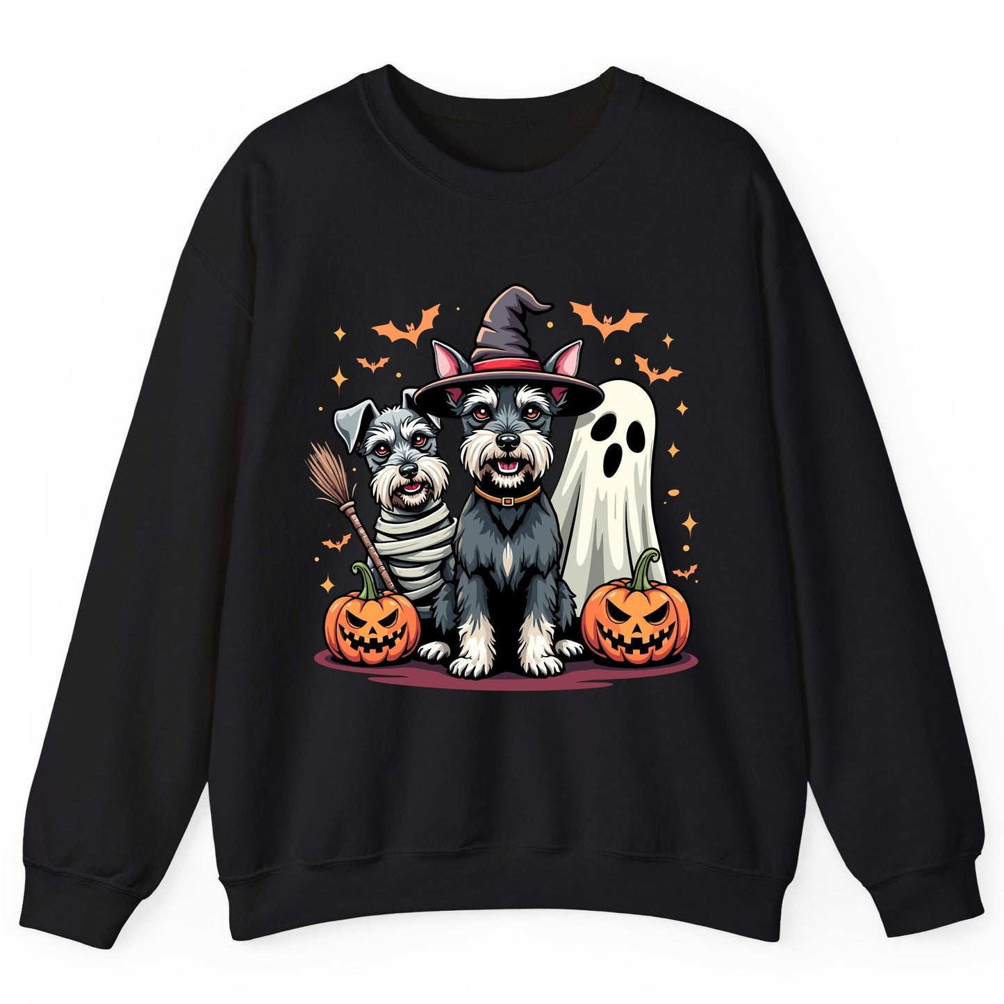 Halloween Schnauzer Dogs schnauzer dogs Sweatshirt Black product mockup