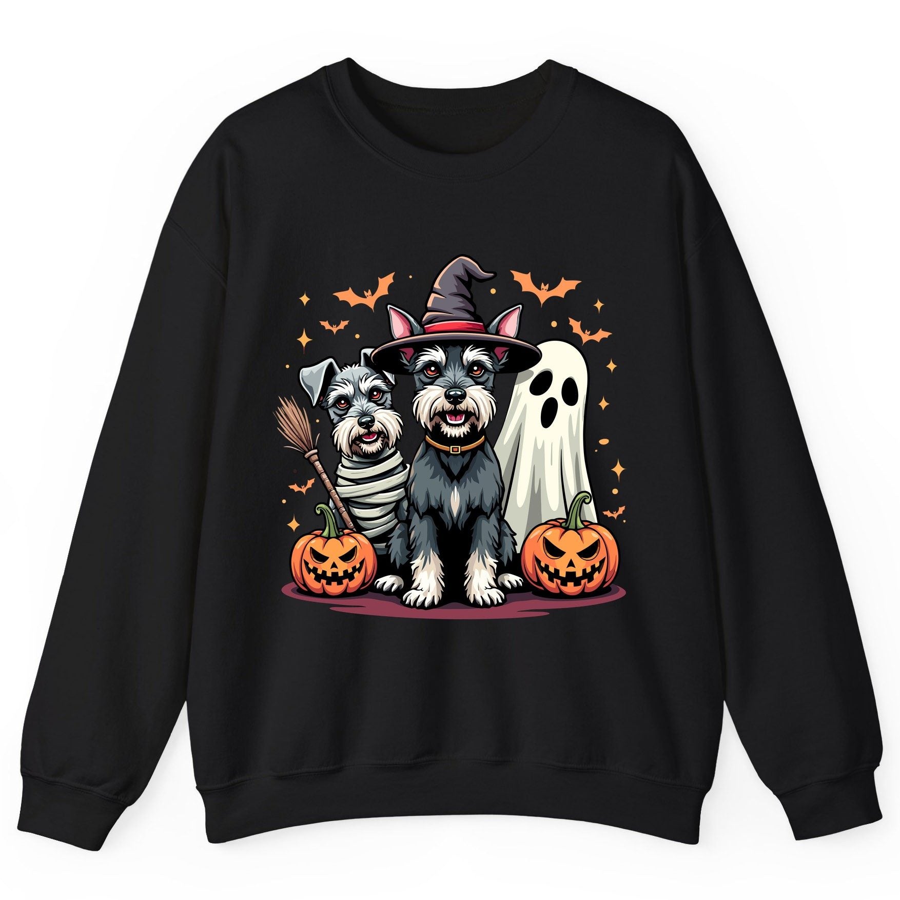 Halloween Schnauzer Dogs schnauzer dogs Sweatshirt Black product mockup