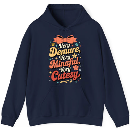 Very Demure, Very Mindful, Very Cutesy positive affirmations Hoodie Navy product mockup