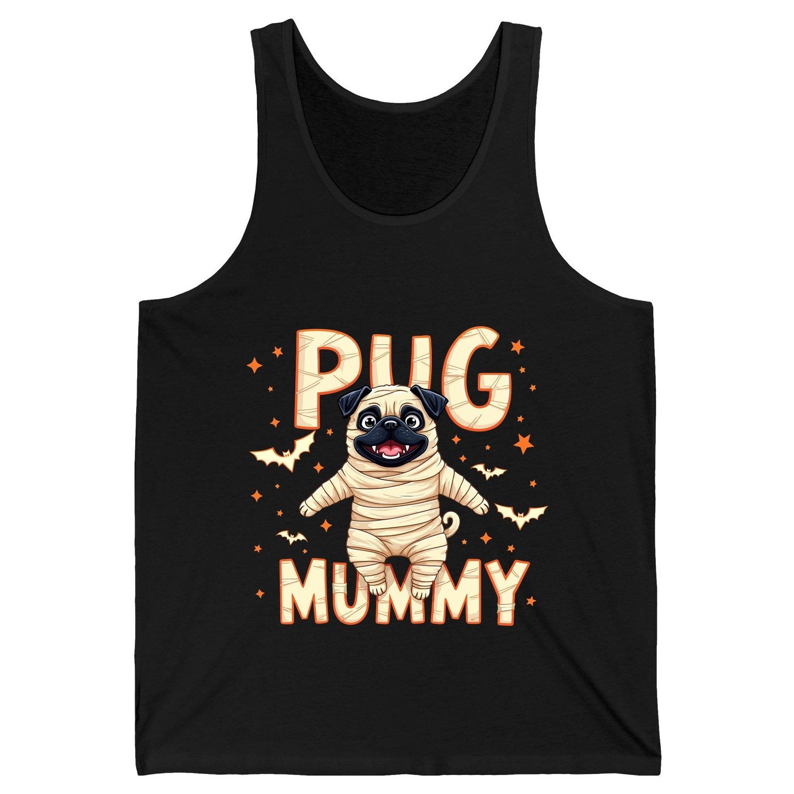Pug Mummy pug Tank Top Black product mockup
