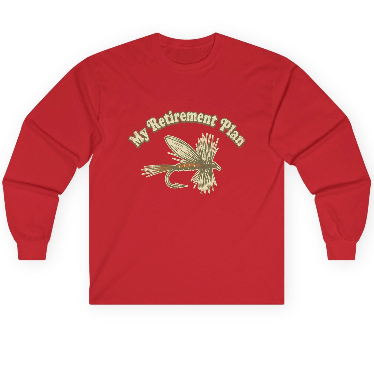 My Retirement Plan fly fishing Long Sleeve Tee Red product mockup
