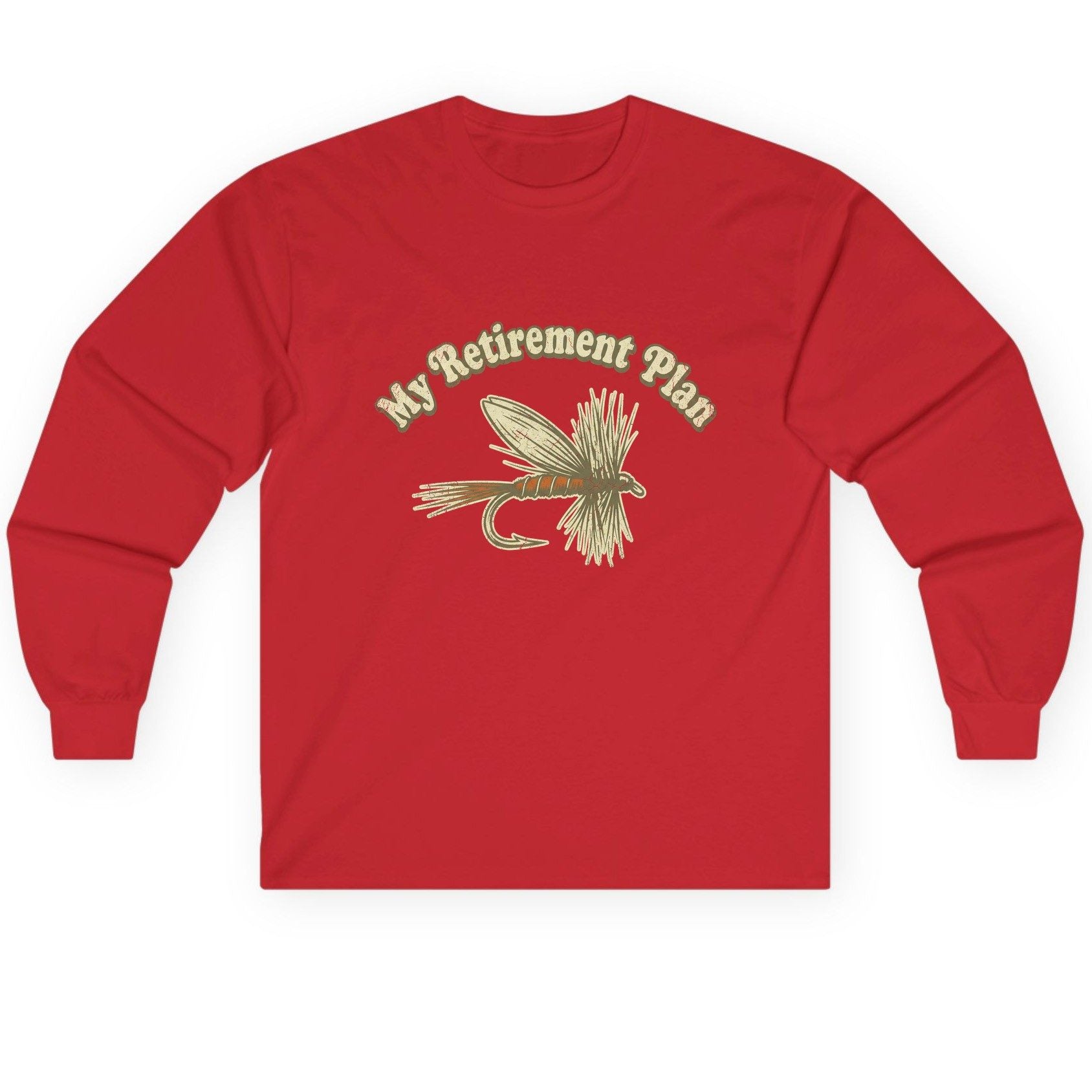 My Retirement Plan fly fishing Long Sleeve Tee Red product mockup