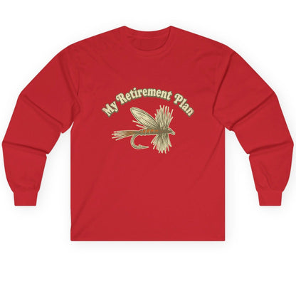 My Retirement Plan fly fishing Long Sleeve Tee Red product mockup