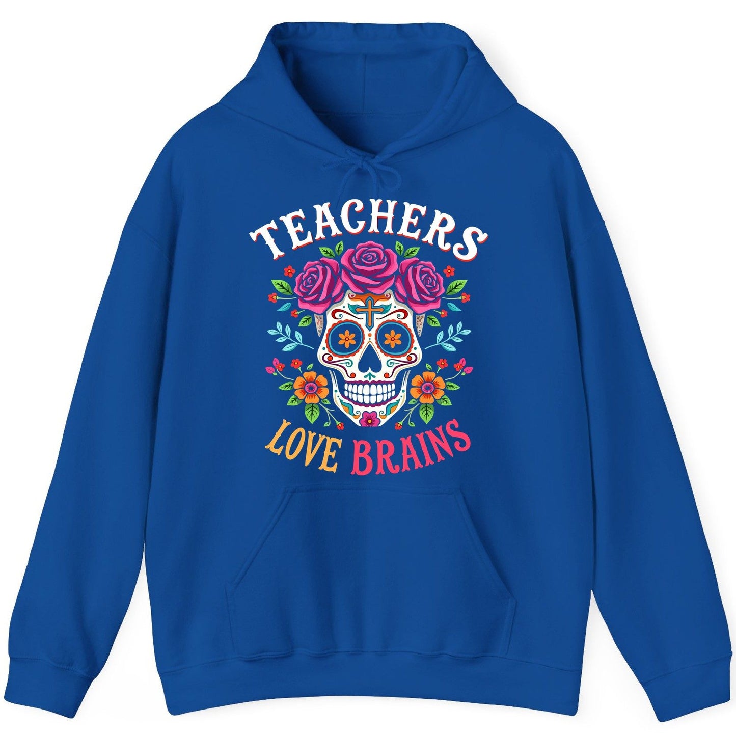 Teachers Love Brains teacher Hoodie Royal product mockup
