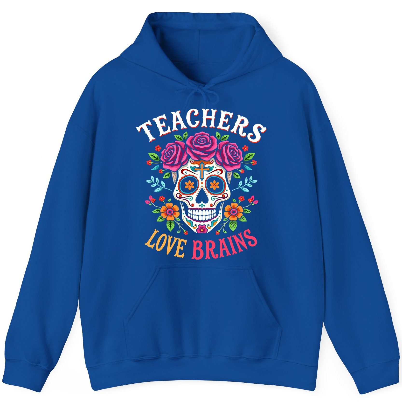 Teachers Love Brains teacher Hoodie Royal product mockup