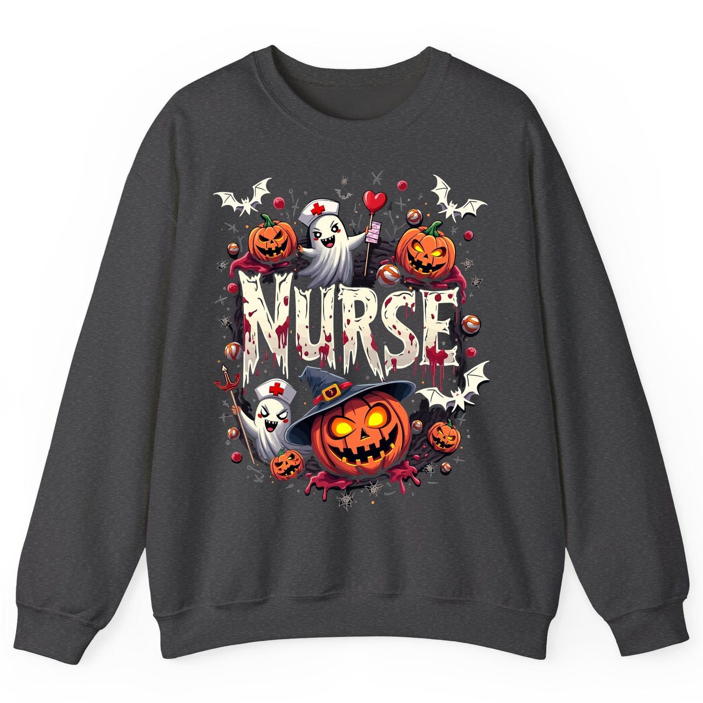 Nurse Halloween nurse Sweatshirt Dark Heather product mockup