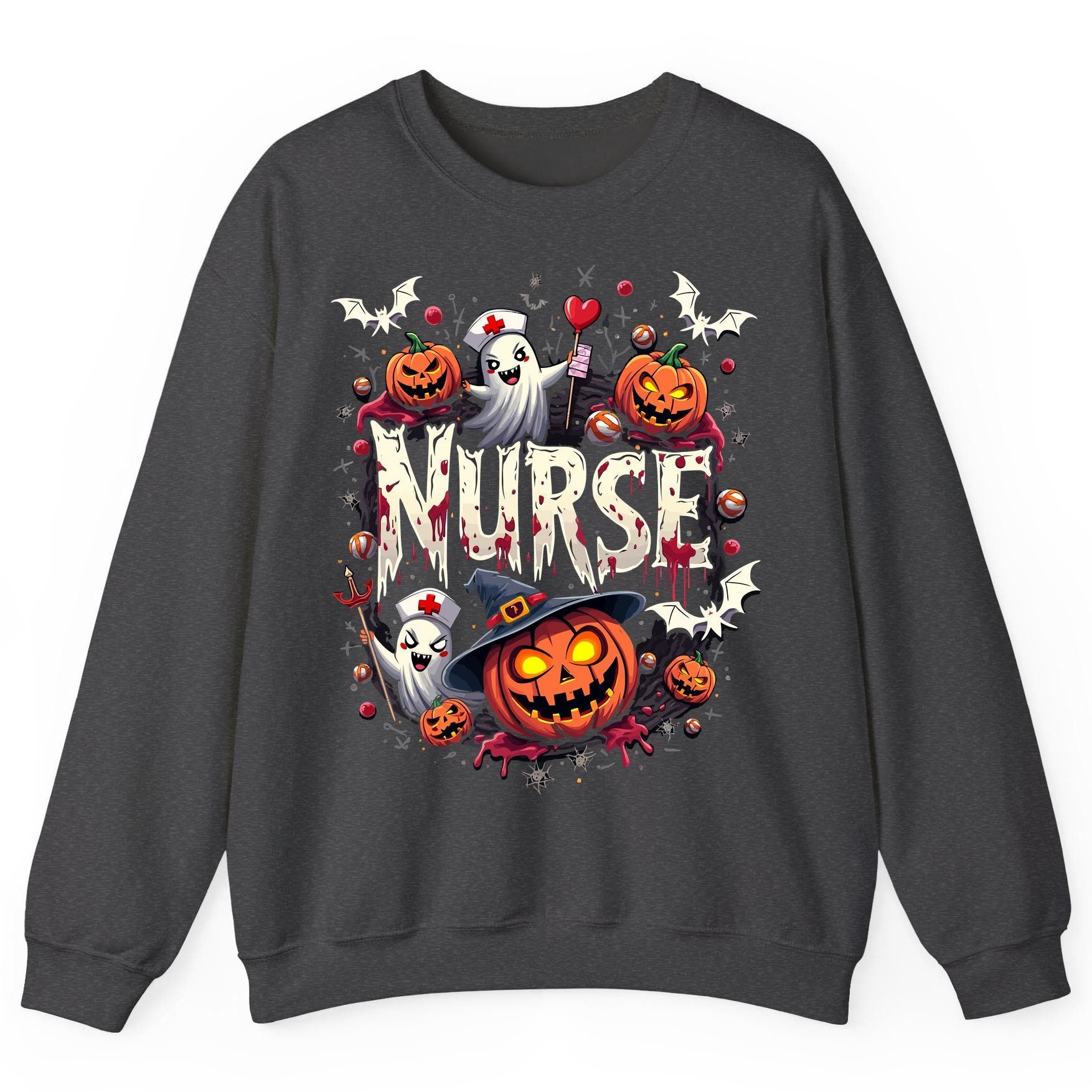 Nurse Halloween nurse Sweatshirt Dark Heather product mockup