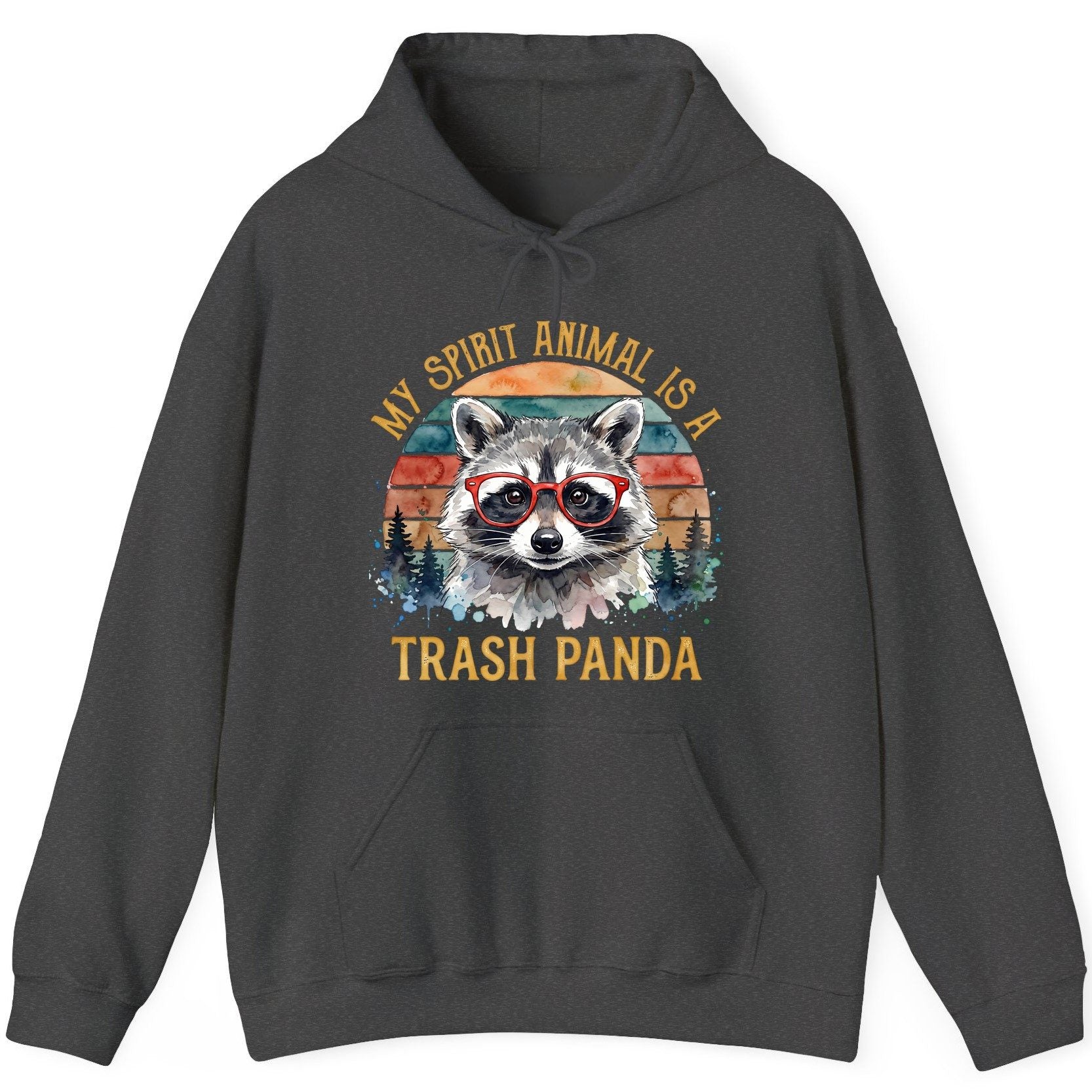 My Spirit Animal Is a Trash Panda raccoon Hoodie Dark Heather product mockup
