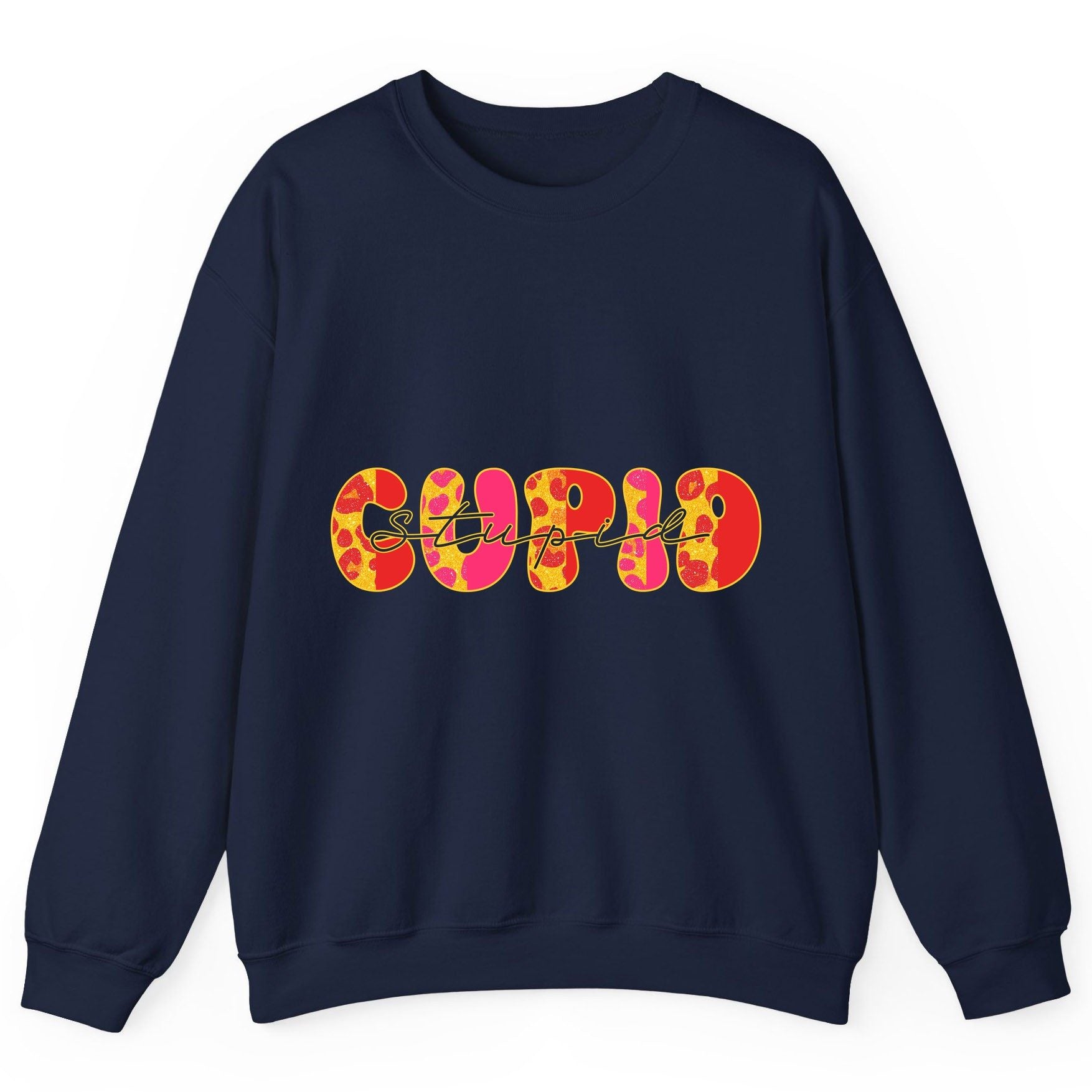 Stupid Cupid anti-Valentine's Day Sweatshirt Navy product mockup