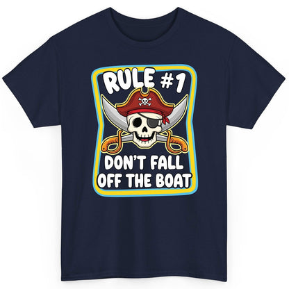 Rule 1 Don't Fall Off the Boat pirate T-Shirt Navy product mockup