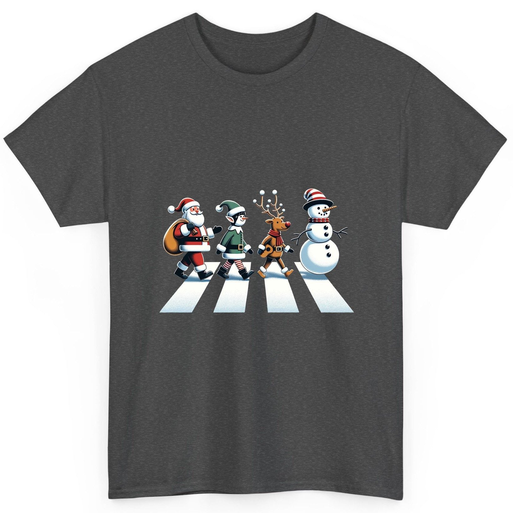 Christmas Abbey Road Parody Christmas abbey road parody T-Shirt Dark Heather product mockup