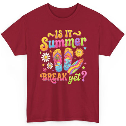 Is It Summer Break Yet Retro Vacation T-Shirt - product mockup - Cardinal Red