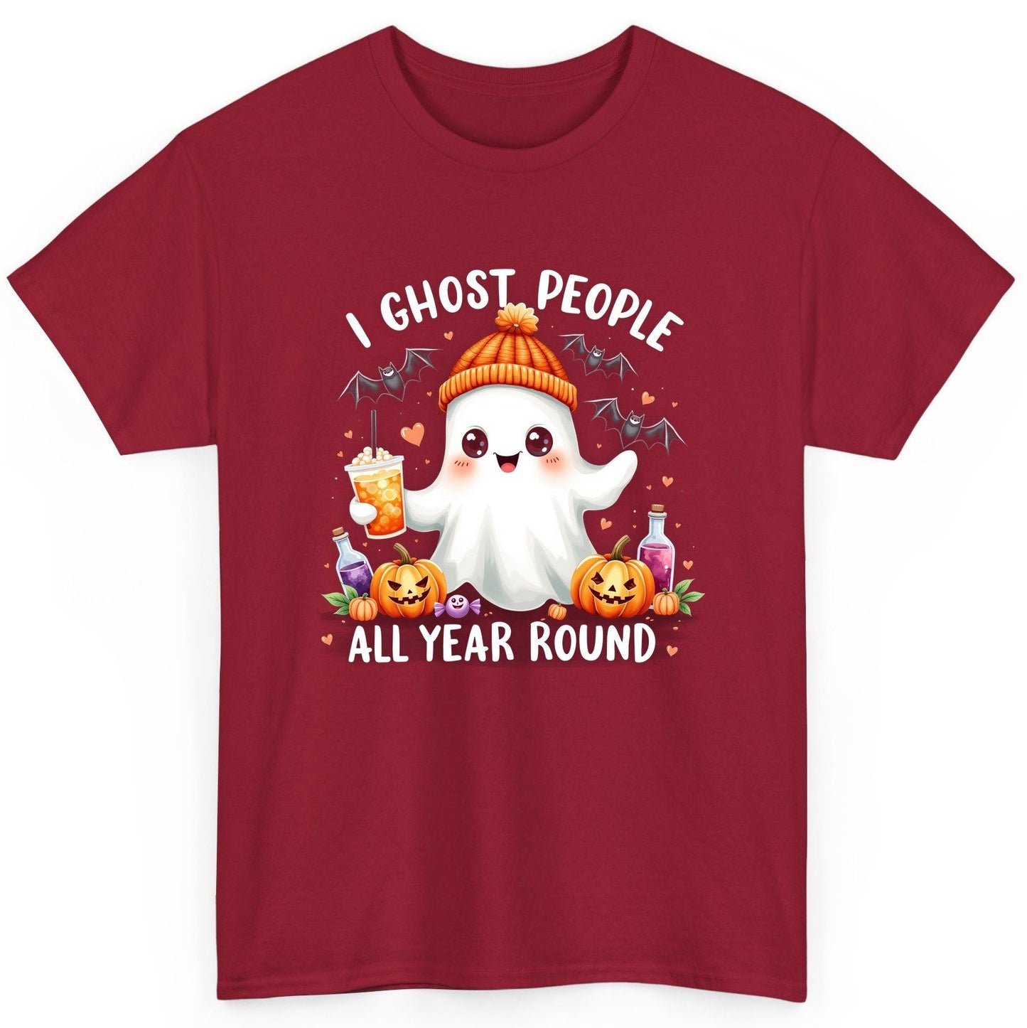 I Ghost People All Year Round cute ghost T-Shirt Cardinal Red product mockup