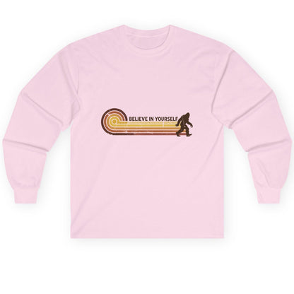 Believe in Yourself bigfoot Long Sleeve Tee Light Pink product mockup