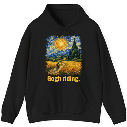 Gogh Riding art parody Hoodie Black product mockup