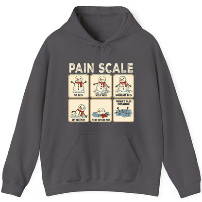 Pain Scale No Pain Mild Pain Moderate Pain Severe Pain Very Severe Pain Worst Pain Possible snowman Hoodie Charcoal product