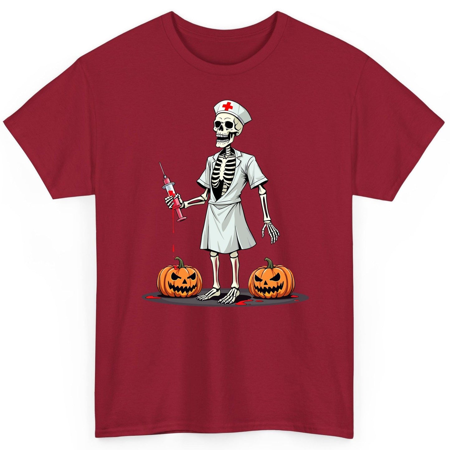 Spooky Skeleton Nurse Halloween skeleton nurse T-Shirt Cardinal Red product mockup
