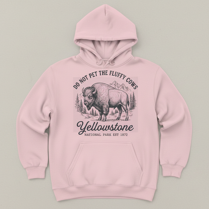 Do Not Pet The Fluffy Cows Yellowstone Bison Vintage Design Hoodie - Light Pink