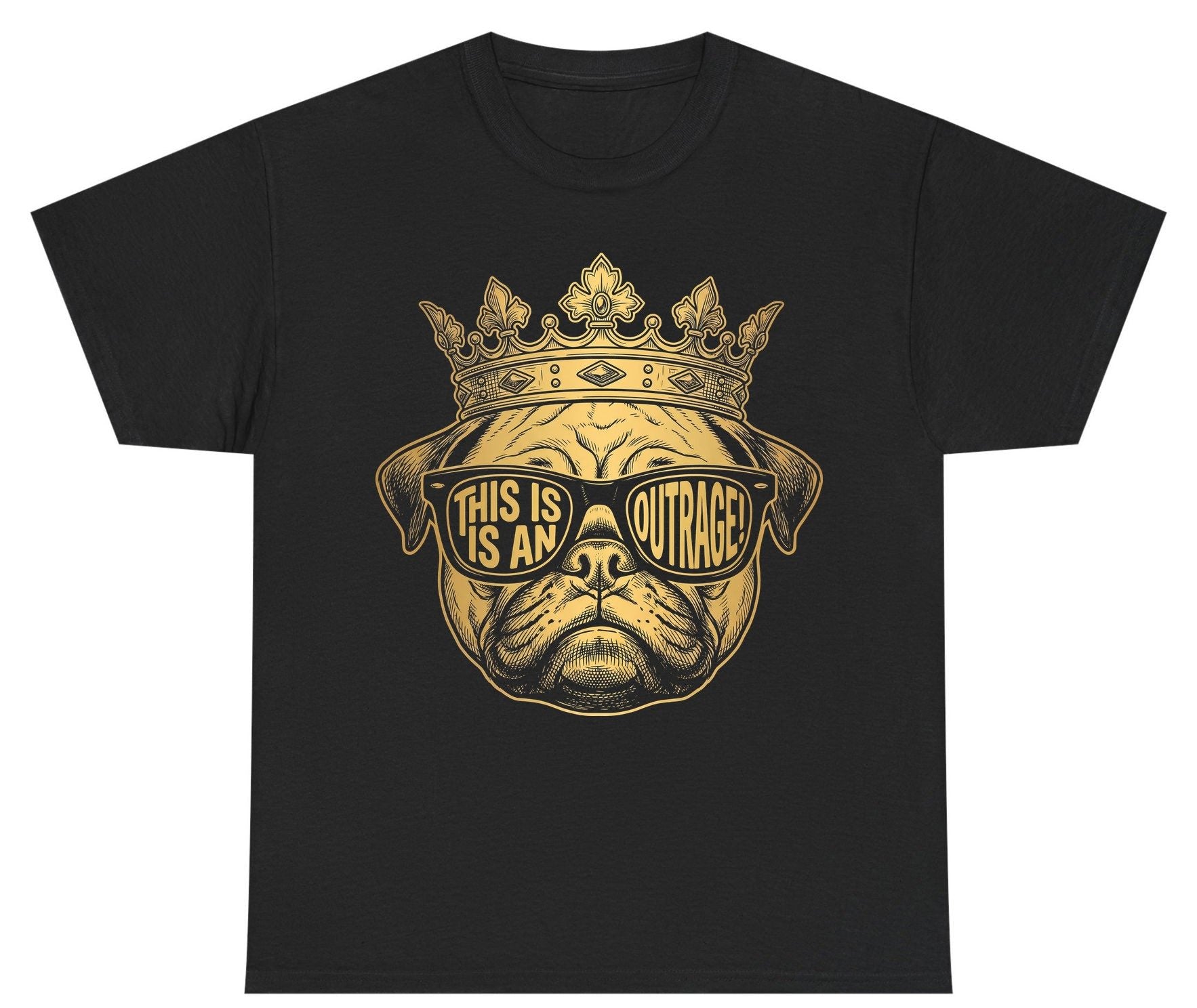 This Is An Outrage! Pug Youth T-Shirt Black product mockup