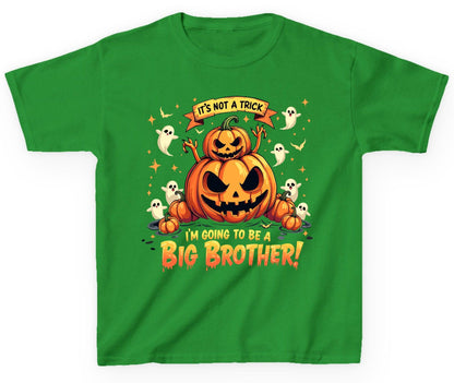 It's Not a Trick I'm Going to Be a Big Brother! Halloween big brother announcement Youth T-Shirt Irish Green product mockup
