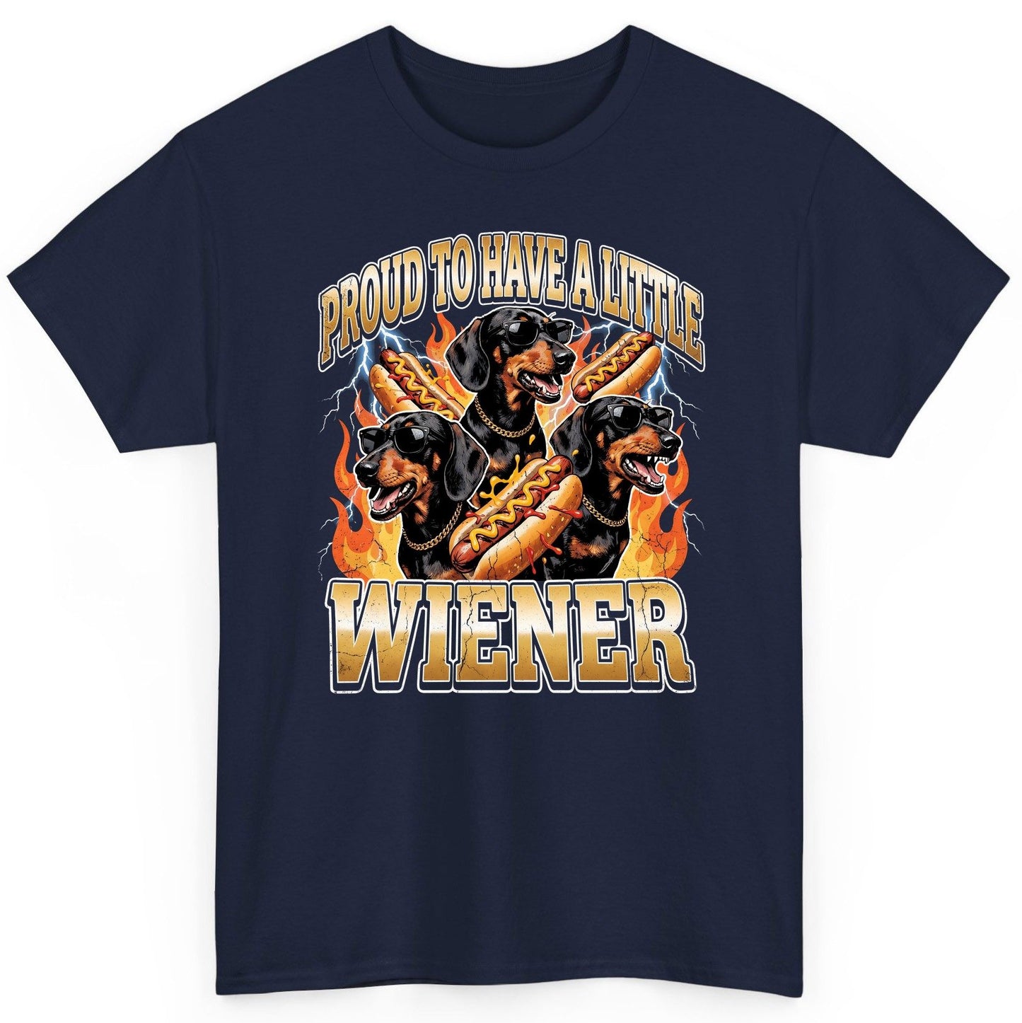 Proud to Have a Little Wiener dachshund T-Shirt Navy product mockup