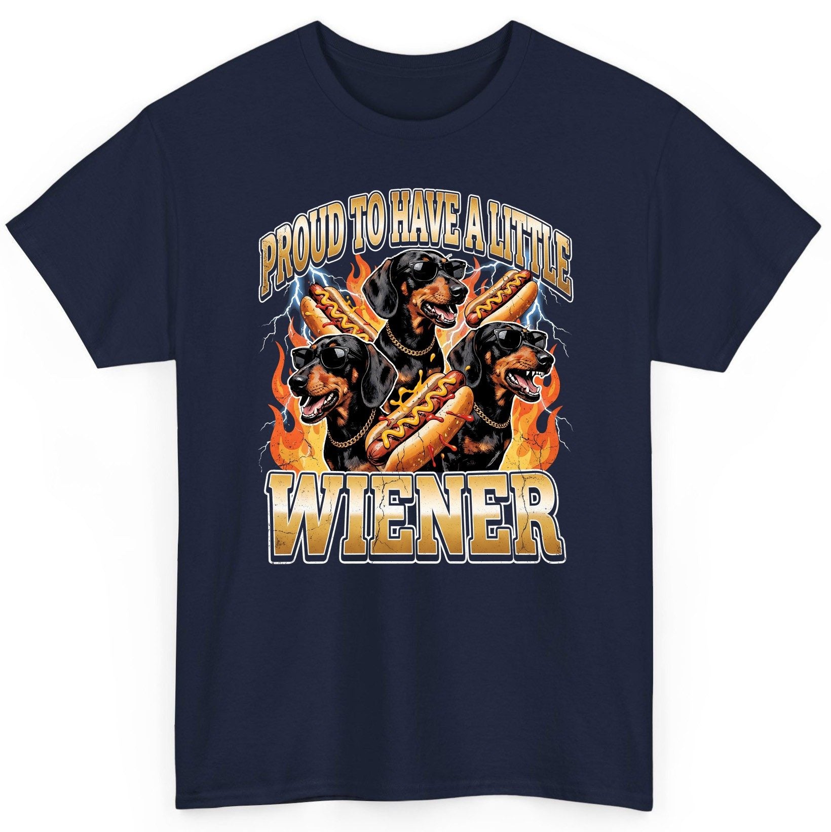 Proud to Have a Little Wiener dachshund T-Shirt Navy product mockup
