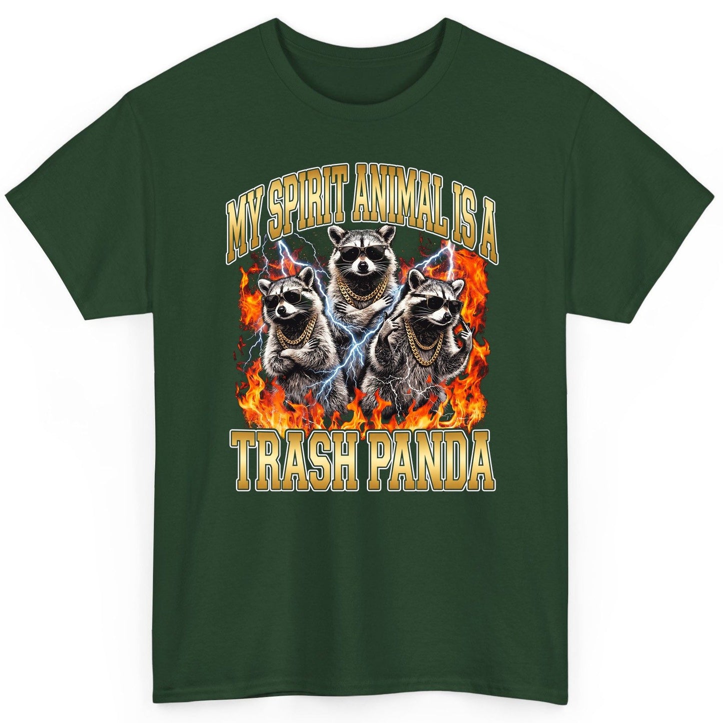 My Spirit Animal Is a Trash Panda raccoon T-Shirt Forest Green product mockup