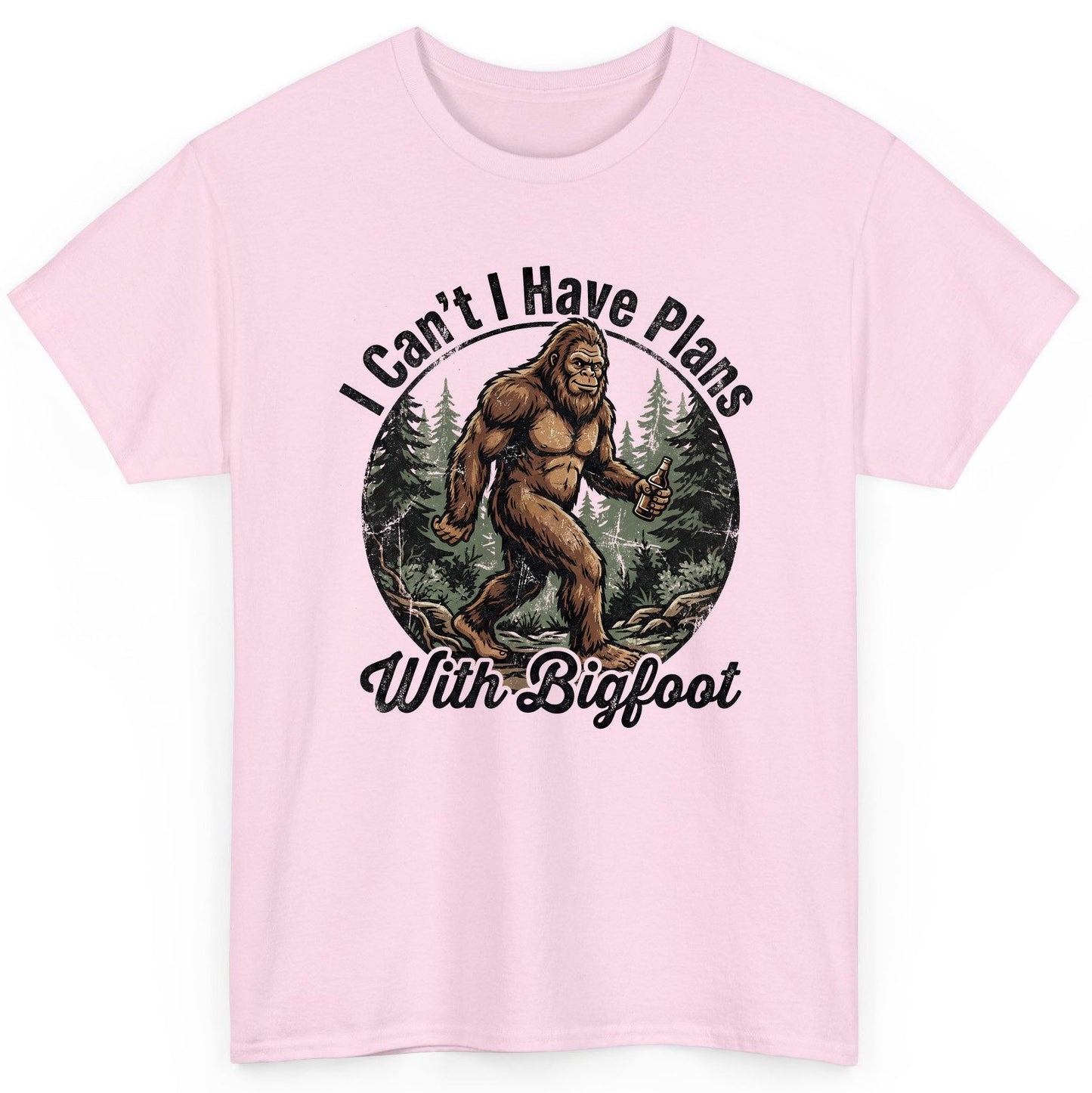 I Can't I Have Plans with Bigfoot bigfoot T-Shirt Light Pink product mockup