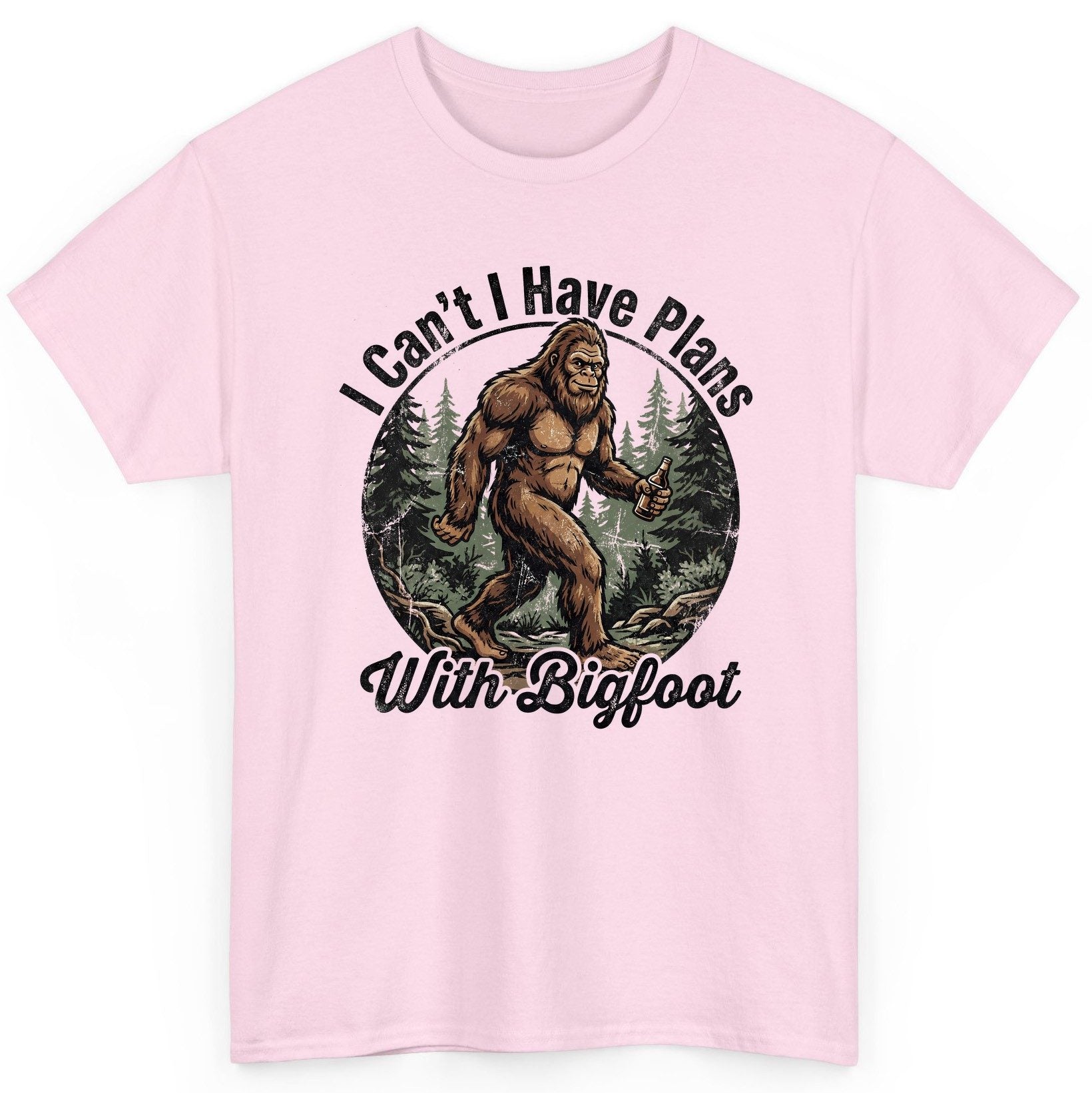I Can't I Have Plans with Bigfoot bigfoot T-Shirt Light Pink product mockup