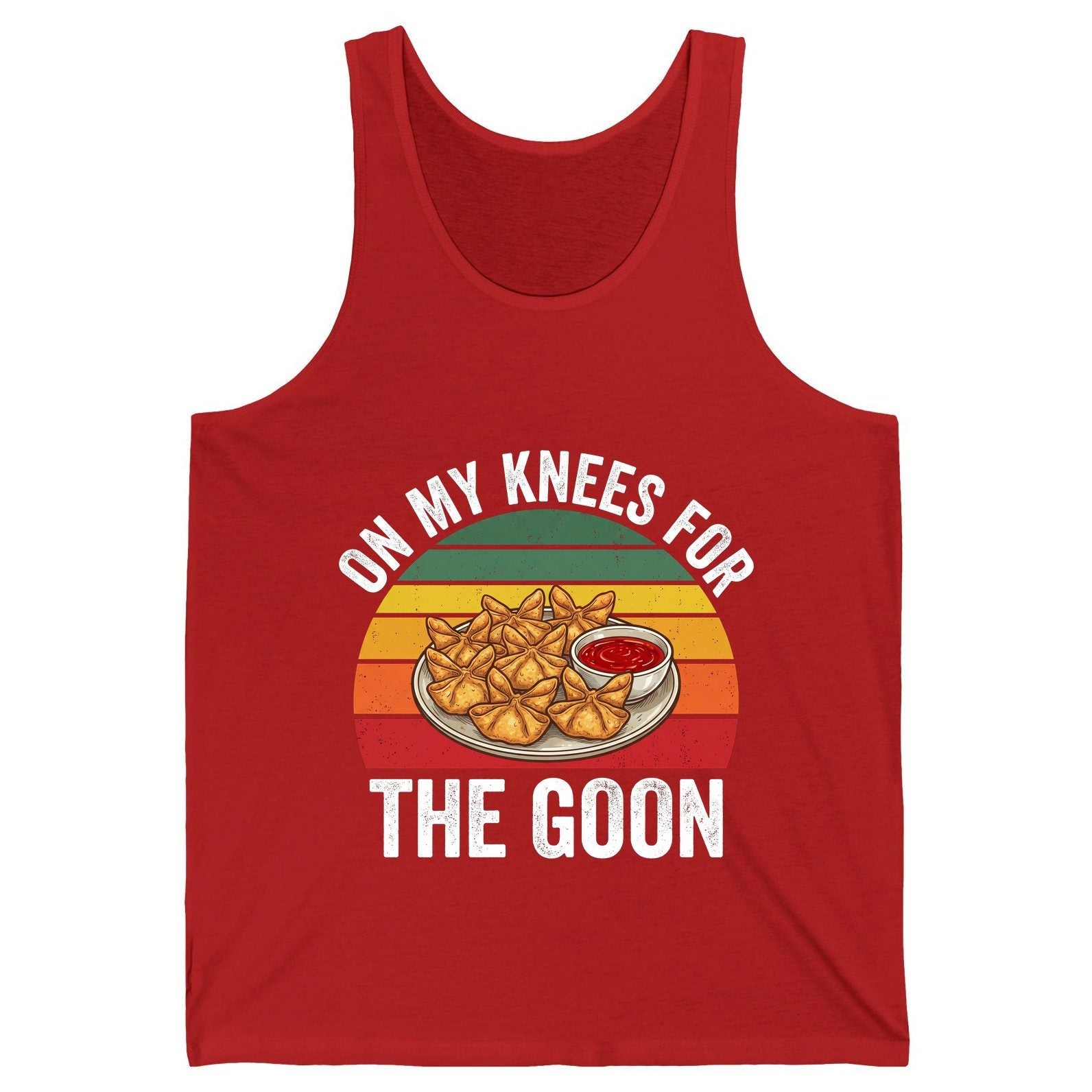 On My Knees for the Goon crab rangoon Tank Top Red product mockup