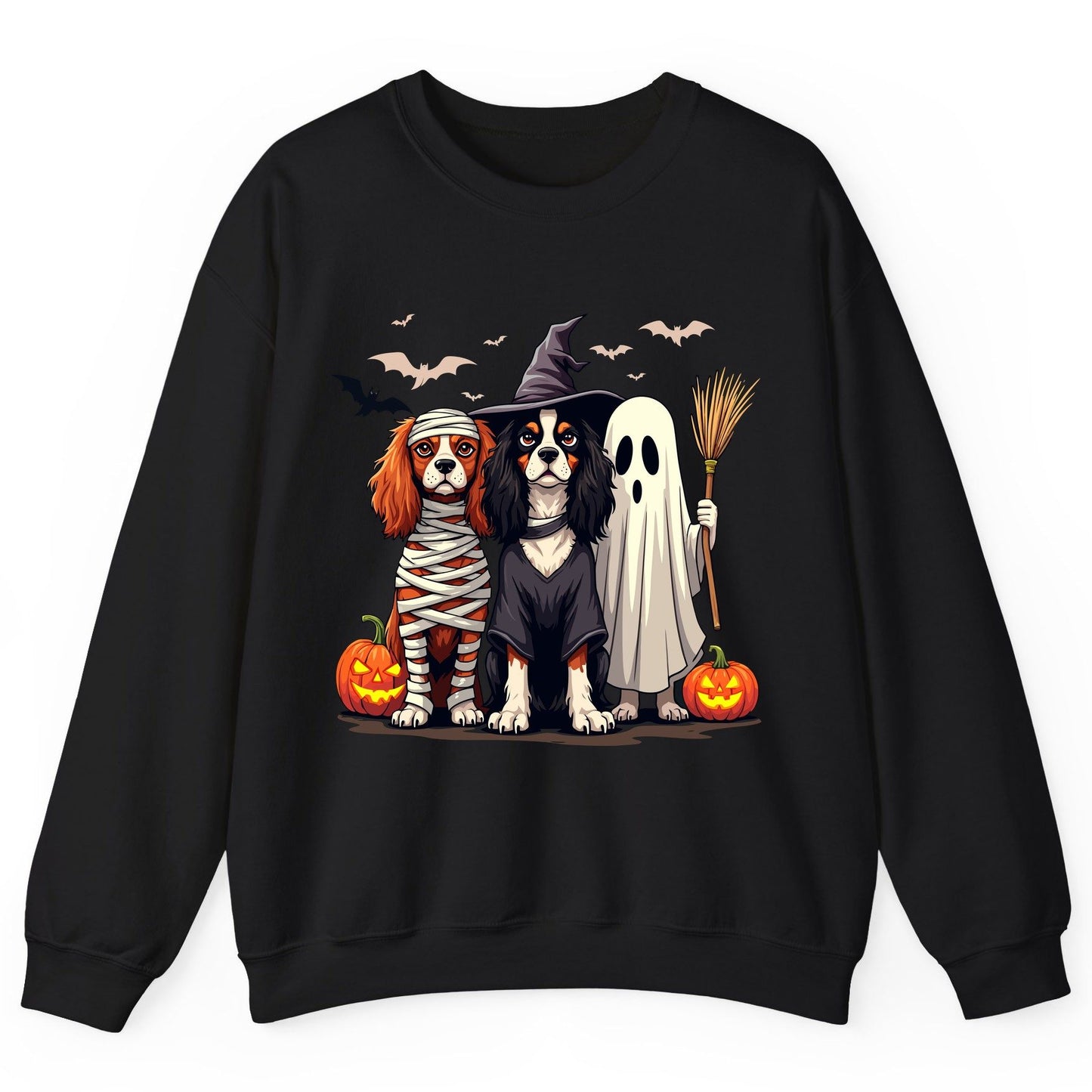 Cavalier Spaniel Halloween Dogs cavalier king charles spaniel Sweatshirt Black product mockup