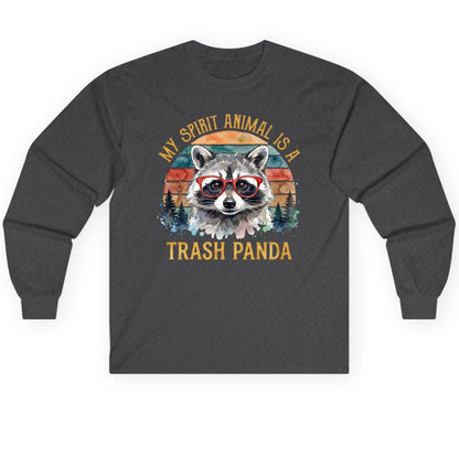 My Spirit Animal Is a Trash Panda raccoon Long Sleeve Tee Dark Heather product mockup
