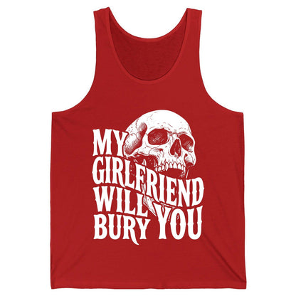 My Girlfriend Will Bury You skull Tank Top Red product mockup