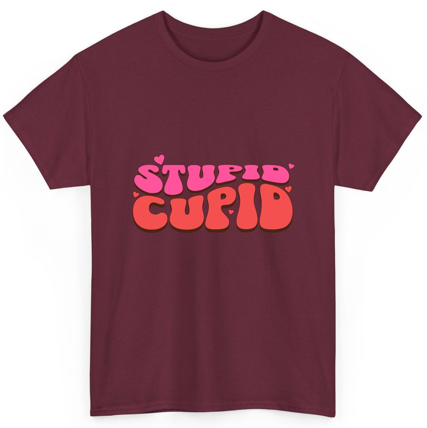 Stupid Cupid anti-Valentine's Day T-Shirt Maroon product mockup