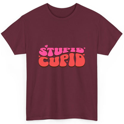 Stupid Cupid anti-Valentine's Day T-Shirt Maroon product mockup