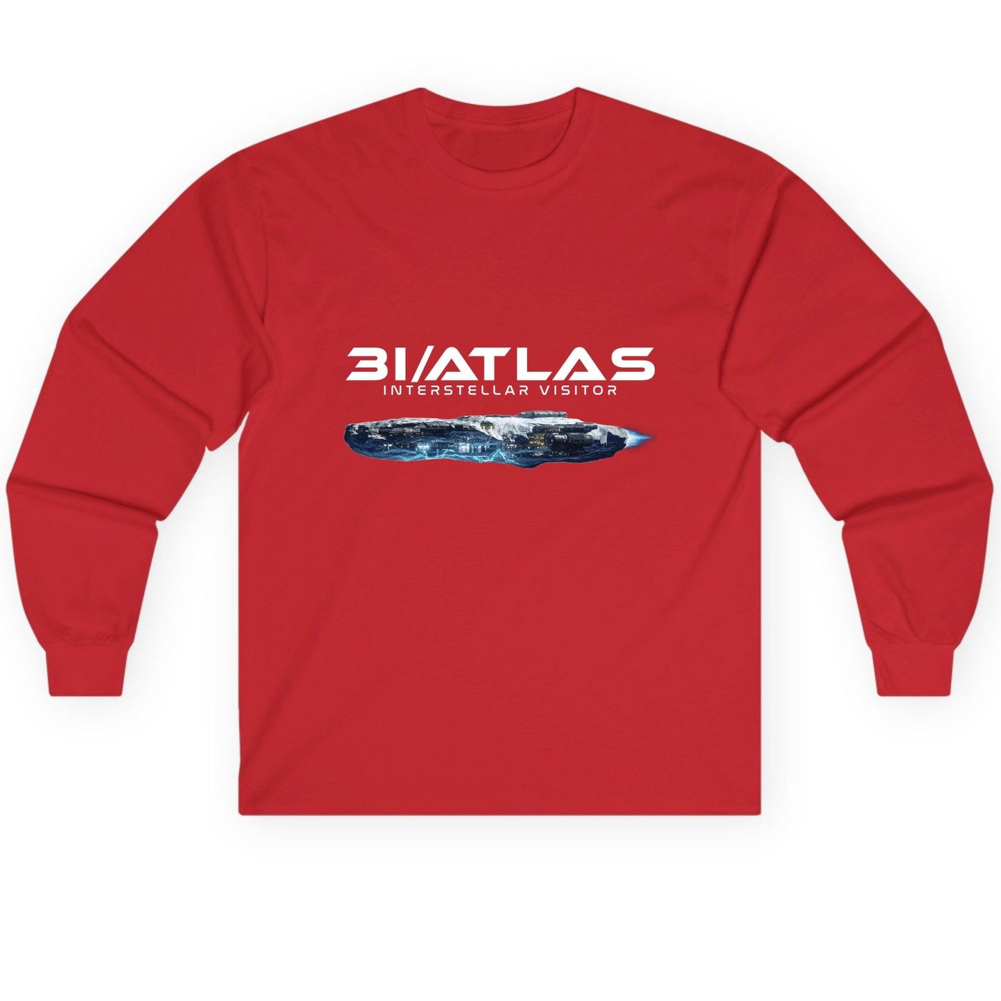 31 Atlas Interstellar Visitor sci-fi spaceship Long Sleeve Tee Red product mockup