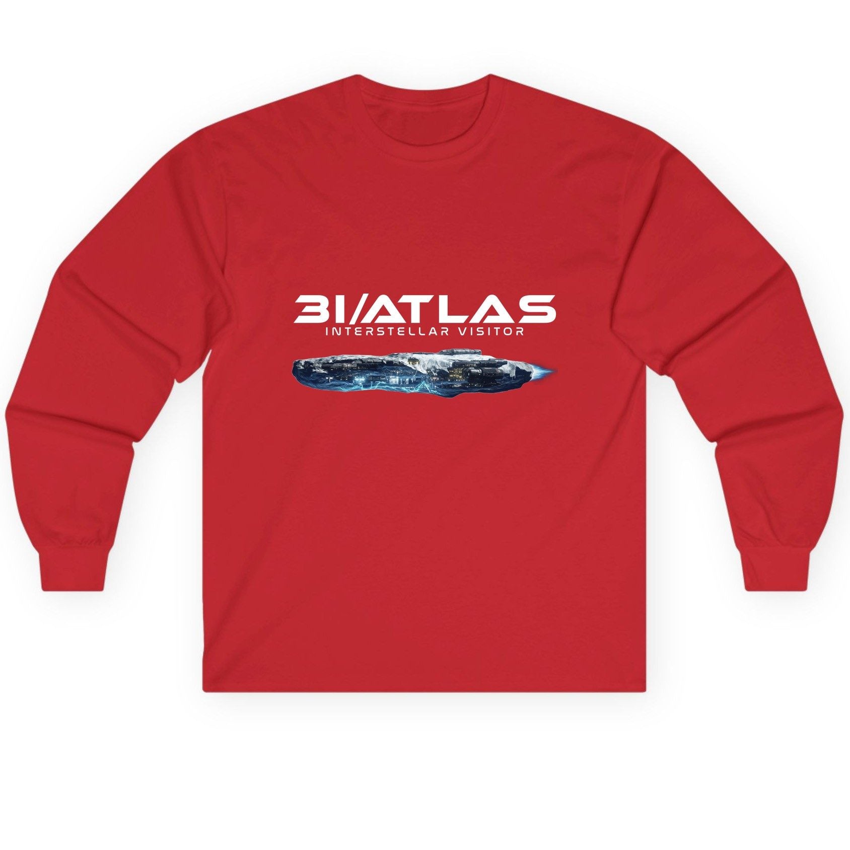 31 Atlas Interstellar Visitor sci-fi spaceship Long Sleeve Tee Red product mockup