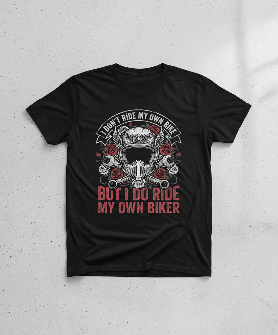 I Don't Ride My Own Bike But I Do Ride My Own Biker Funny Motorcycle Design T-Shirt - Black