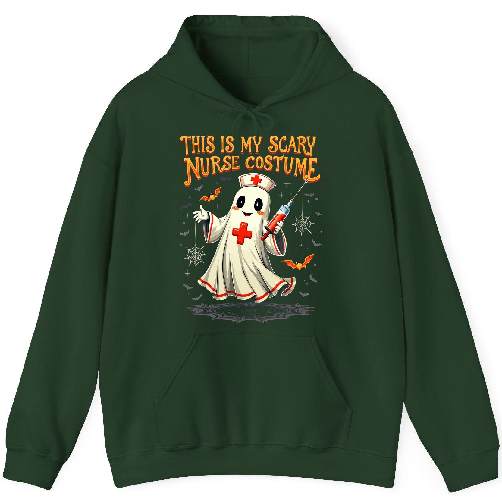 This Is My Scary Nurse Costume Halloween ghost nurse Hoodie Forest Green product mockup