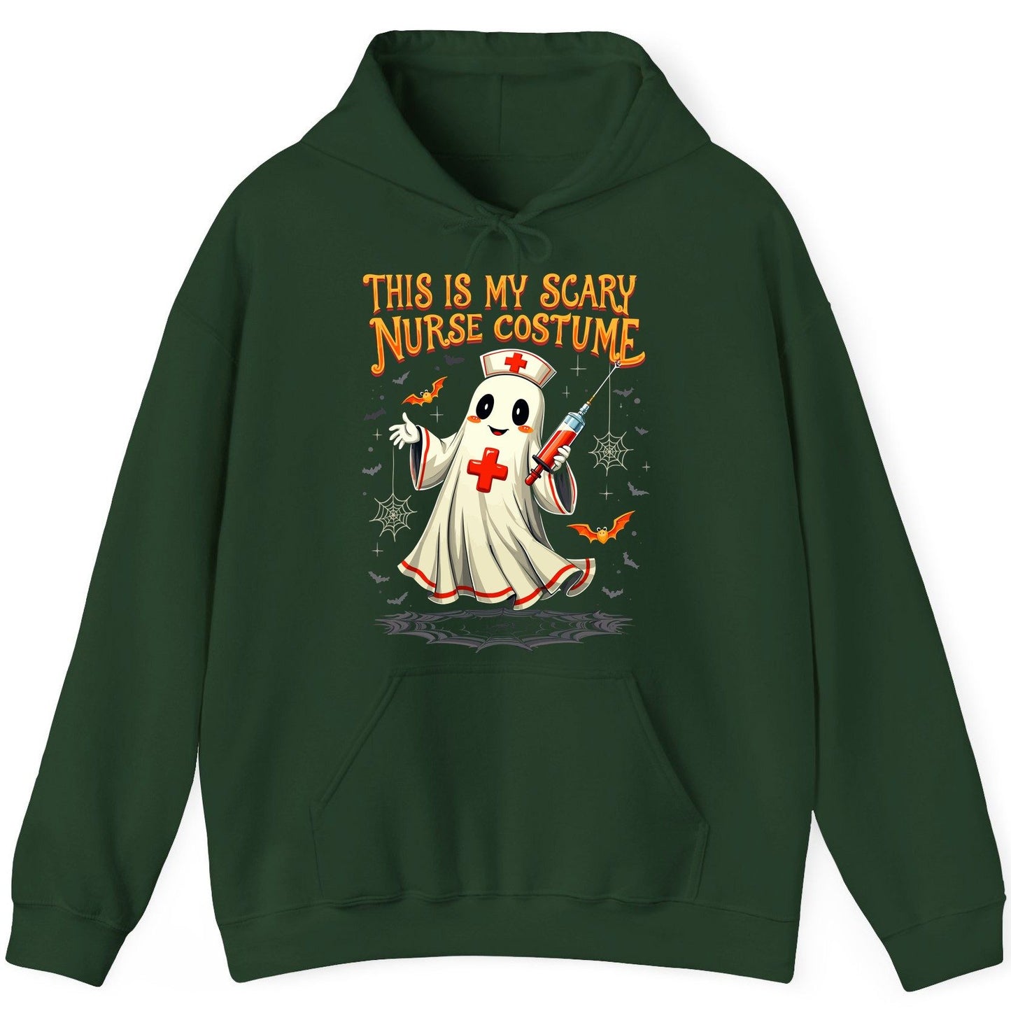 This Is My Scary Nurse Costume Halloween ghost nurse Hoodie Forest Green product mockup