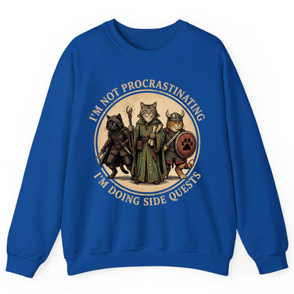 I'm Not Procrastinating I'm Doing Side Quests rpg cats Sweatshirt Royal product mockup