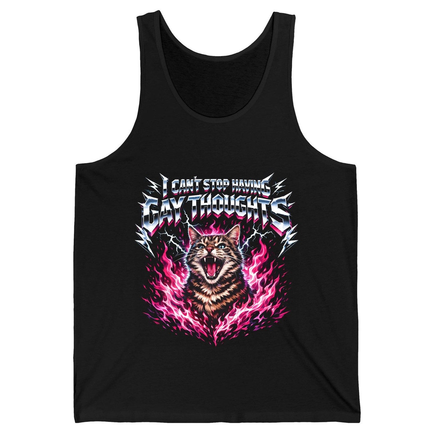 I Can't Stop Having Gay Thoughts cat Tank Top Black product mockup