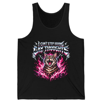 I Can't Stop Having Gay Thoughts cat Tank Top Black product mockup