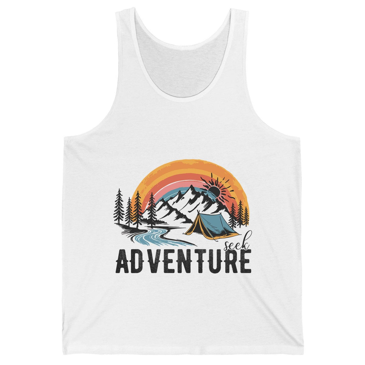 Seek Adventure camping Tank Top White product mockup
