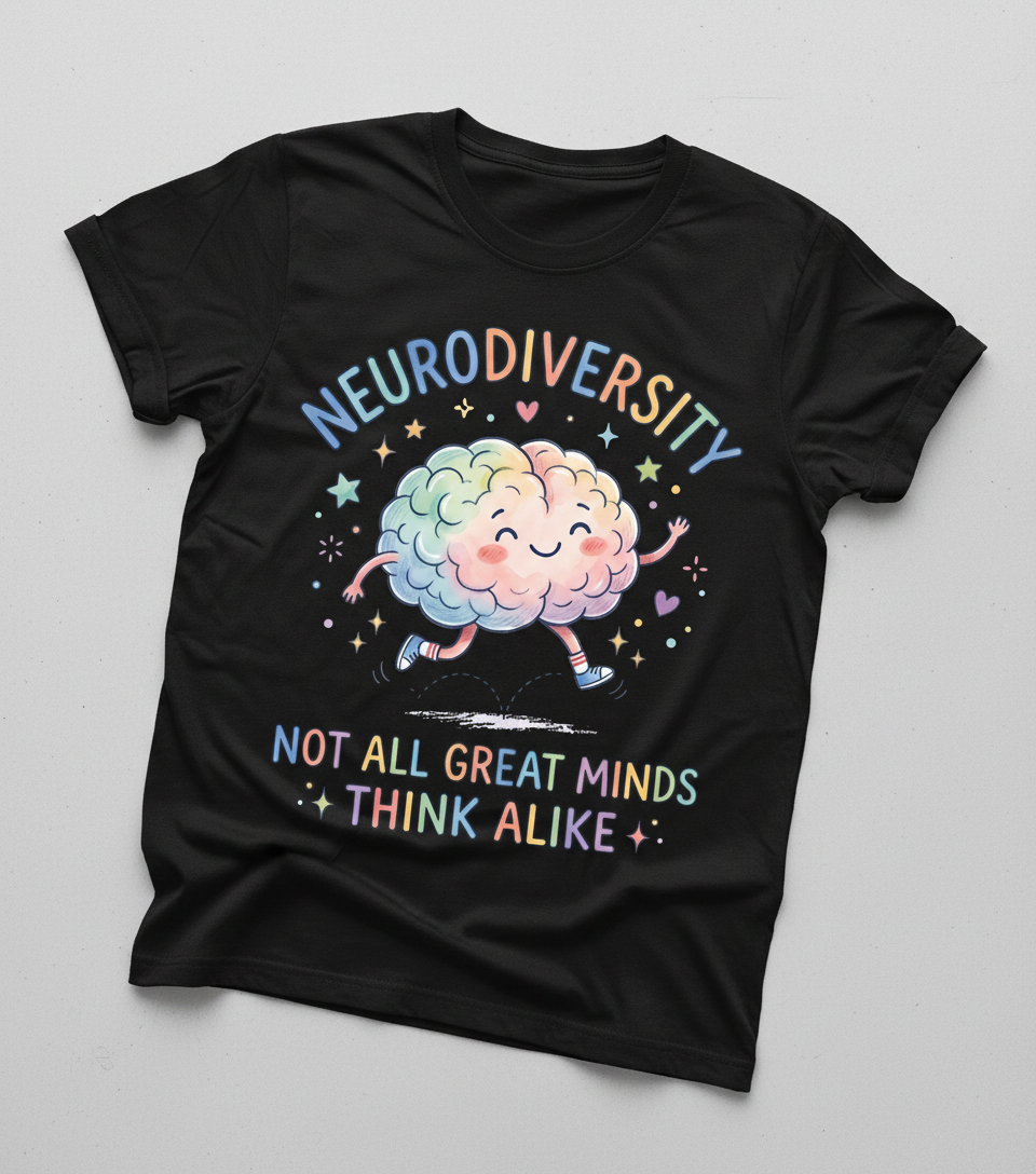 Neurodiversity Not All Great Minds Think Alike T-Shirt - Black