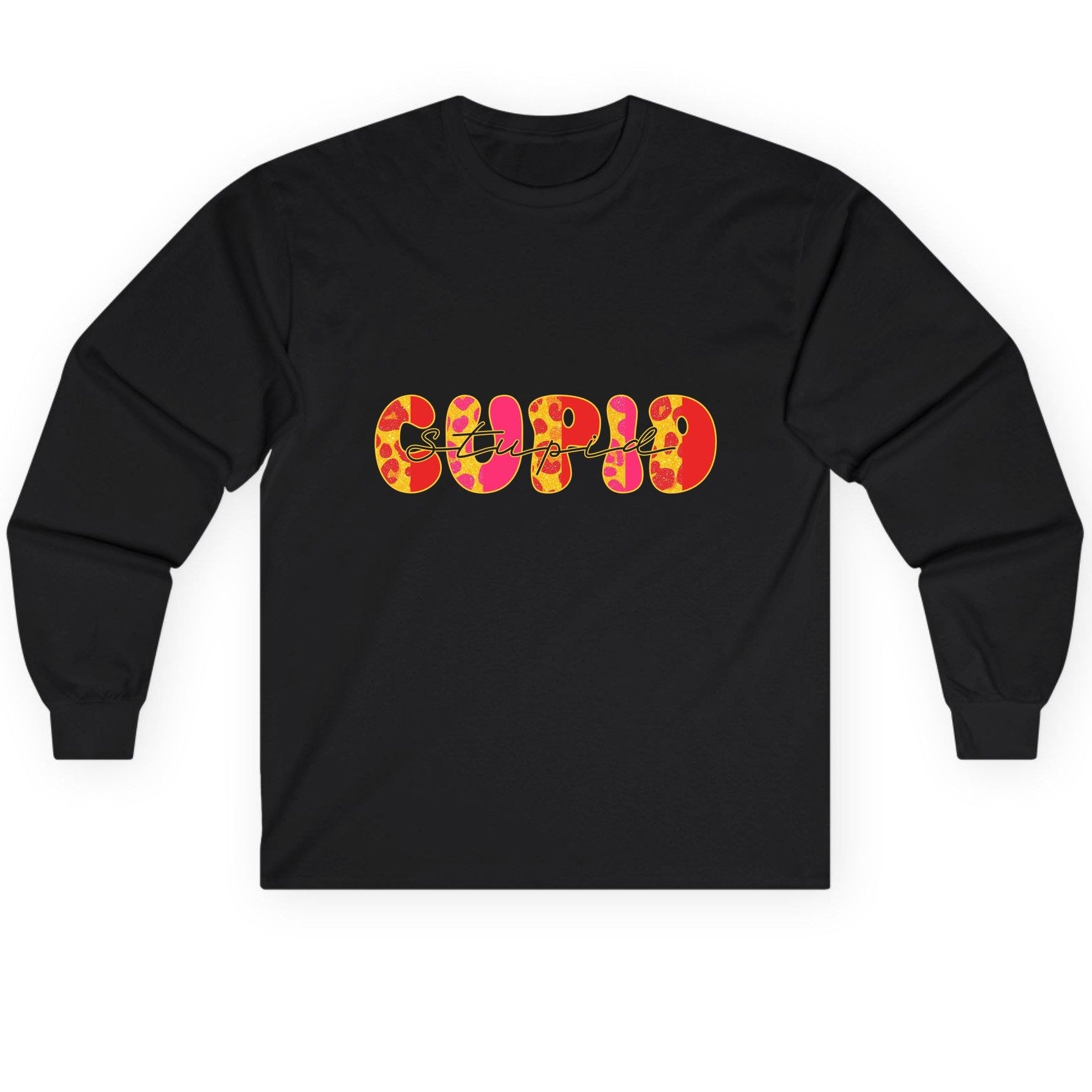 Stupid Cupid anti-Valentine's Day Long Sleeve Tee Black product mockup