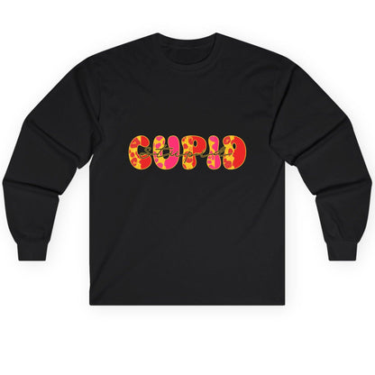 Stupid Cupid anti-Valentine's Day Long Sleeve Tee Black product mockup