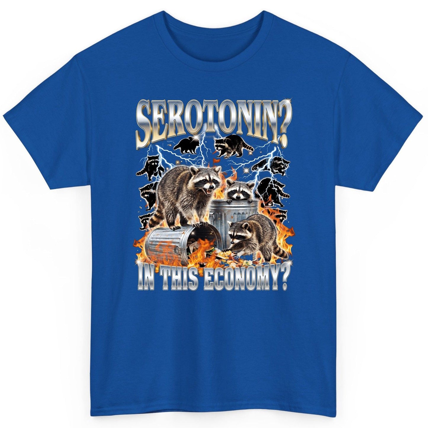 Serotonin in This Economy? raccoons T-Shirt Royal product mockup