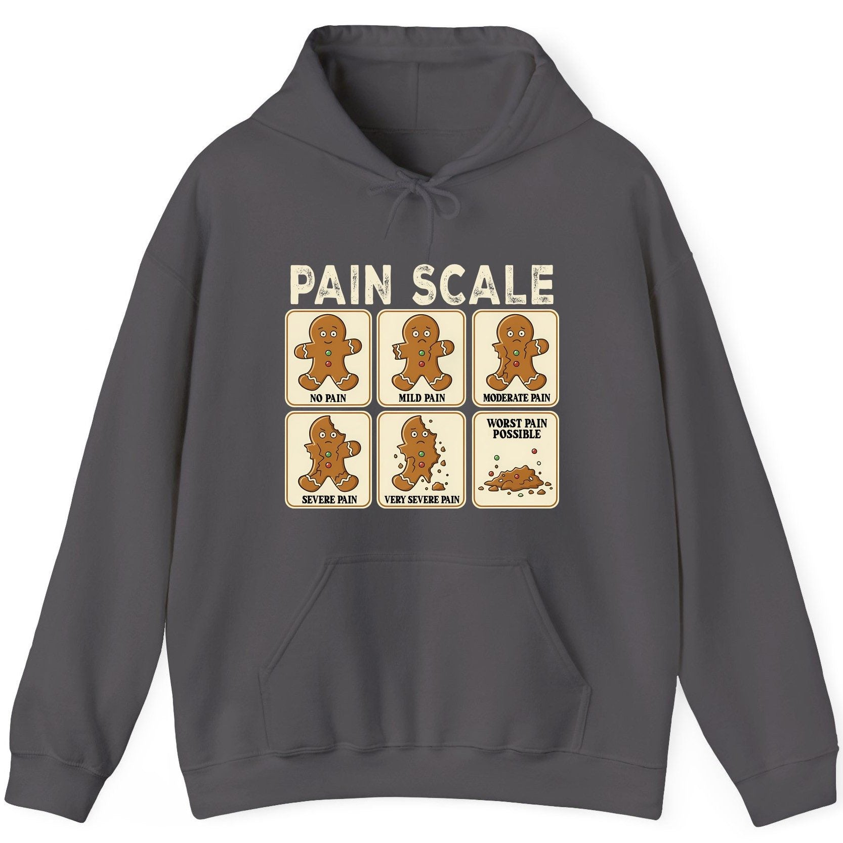 Pain Scale gingerbread man pain scale Hoodie Charcoal product mockup