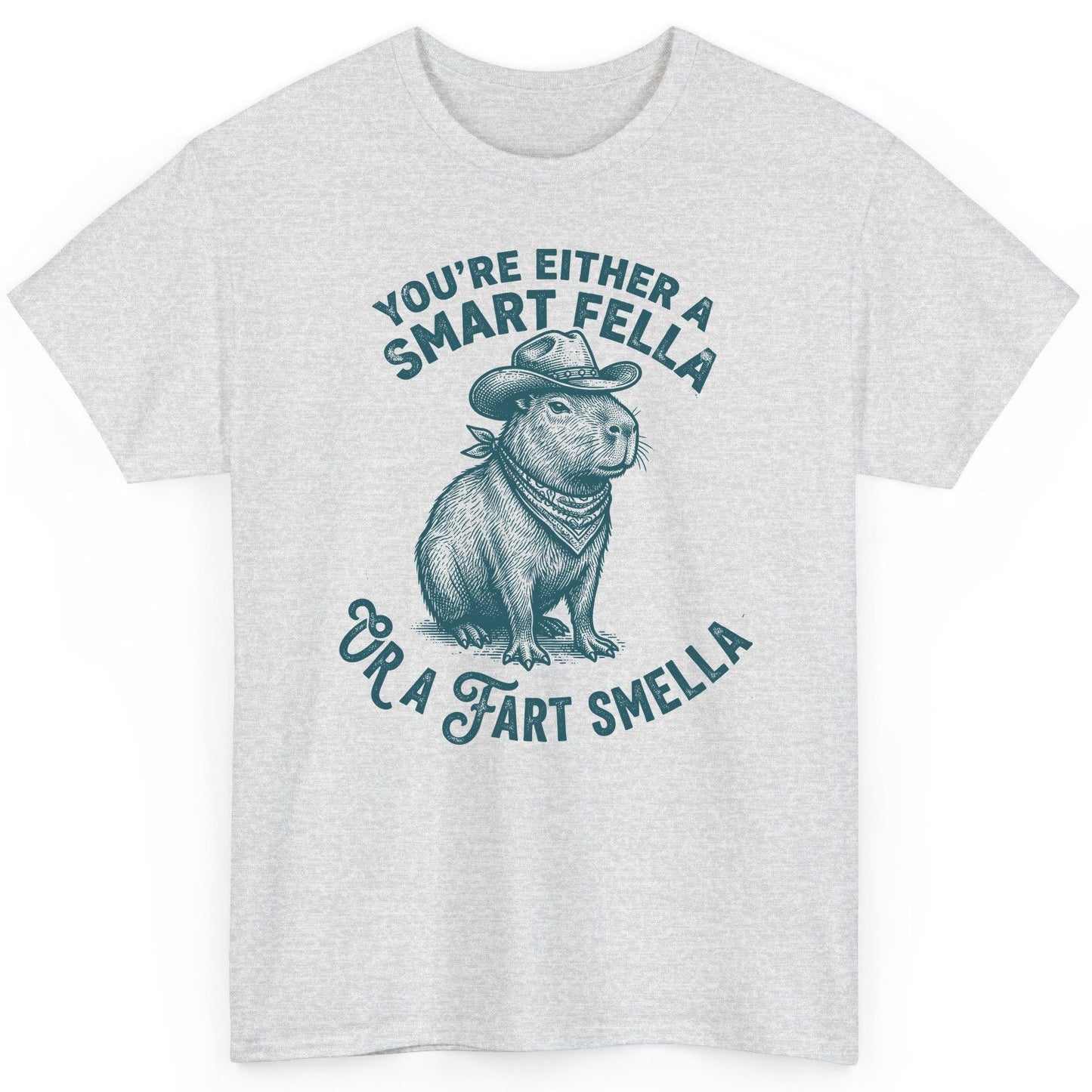 You're Either a Smart Fella or a Fart Smella capybara T-Shirt Ash product mockup